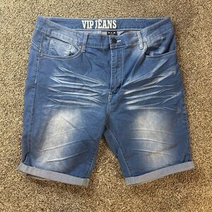 VIP Jeans Women’s Denim Jean Distressed Washed Shorts Blue Size 18 Stretch Waist